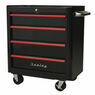 Sealey AP28204BR Rollcab 4 Drawer Retro Style- Black with Red Anodised Drawer Pulls additional 2