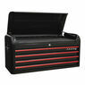 Sealey AP41104BR Topchest 4 Drawer Wide Retro Style - Black with Red Anodised Drawer Pulls additional 1