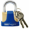 Draper 64165 42mm Solid Brass Padlock and 2 Keys with Hardened Steel Shackle and Bumper additional 1