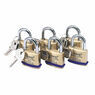 Draper 67659 Pack of 6 x 40mm Solid Brass Padlocks with Hardened Steel Shackle additional 1