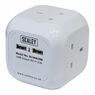 Sealey EL144USB Extension Cable Cube 1.4m 4 x 230V + 2 x USB Sockets - White additional 4