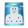 Powermaster Dual Socket T Adaptor with Twin USB - 2100mAh Combined additional 5
