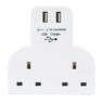Powermaster Dual Socket T Adaptor with Twin USB - 2100mAh Combined additional 2