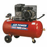 Sealey SAC1103B Compressor 100ltr Belt Drive 3hp with Cast Cylinders & Wheels additional 2