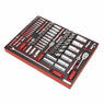 Sealey TBTP02 Tool Tray with Socket Set 91pc 1/4", 3/8" & 1/2"Sq Drive additional 3