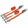 Sealey TD0540S2 Ratchet Tie Down 25mm x 4m Polyester Webbing with S Hooks 500kg Load Test - Pair additional 2