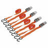 Sealey TD0540S4 Ratchet Tie Down 25mm x 4m Polyester Webbing with S Hooks 500kg Load Test - 2 Pairs additional 2