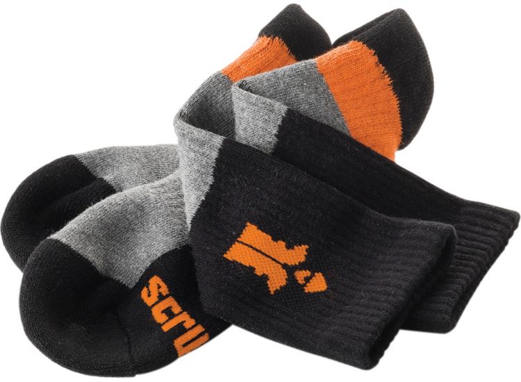 Scruffs Trade Socks - 3 Pack - Black/Grey/Orange