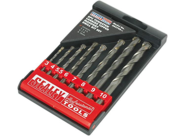 Sealey AK5708 Tungsten Carbide Tipped Masonry Drill Bit Set 8pc