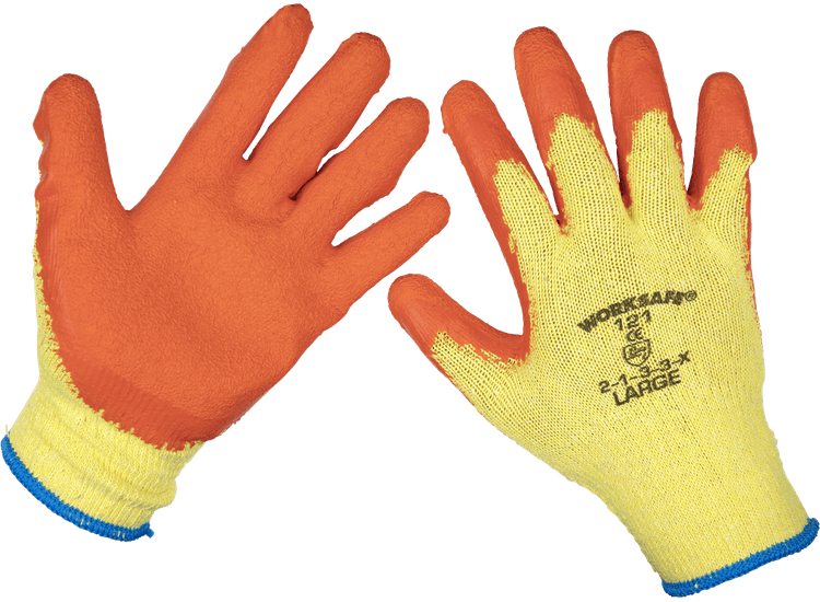 Sealey Super Grip Knitted Gloves Latex Palm (Large) - Pair 9121L