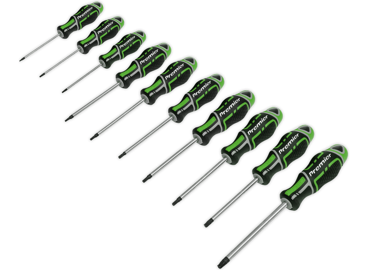 Sealey Screwdriver Set 10pc TRX-Star* GripMAX® - Hi-Vis Green AK4324HV