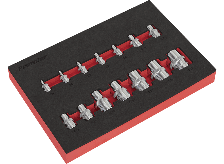 Sealey TRX-Star* Socket Set 14pc 1/4", 3/8" &amp; 1/2"Sq Drive E4-E24 AK61807