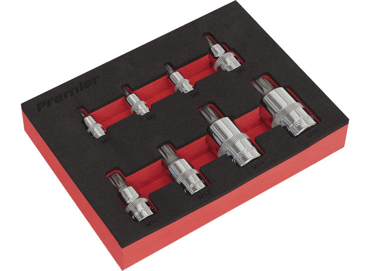 Sealey Spline Socket Bit Set 8pc 1/4", 3/8" &amp; 1/2"Sq Drive AK6241