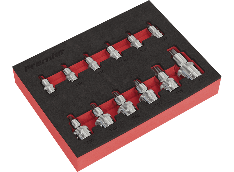 Sealey TRX-Star* Socket Bit Set 12pc Stubby 1/4", 3/8" &amp; 1/2"Sq Drive AK6245