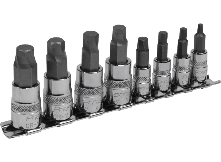 Sealey Hex Socket Bit Set Lock-On™ 8pc 1/4" &amp; 3/8"Sq Drive Metric AK65600