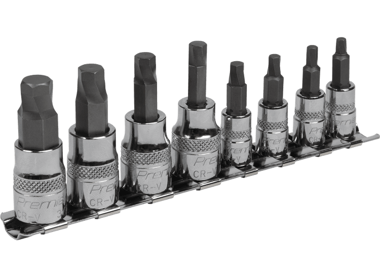 Sealey Hex Socket Bit Set Lock-On™ 8pc 1/4" &amp; 3/8"Sq Drive Imperial AK65602