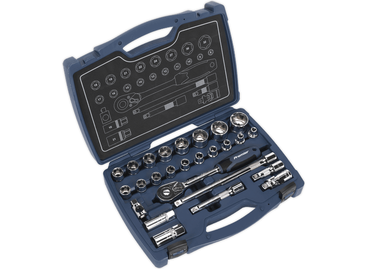 Sealey Socket Set 26pc 1/2"Sq Drive 6pt WallDrive® Metric AK8992