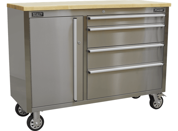 Sealey Mobile Stainless Steel Tool Cabinet 4 Drawer AP4804SS