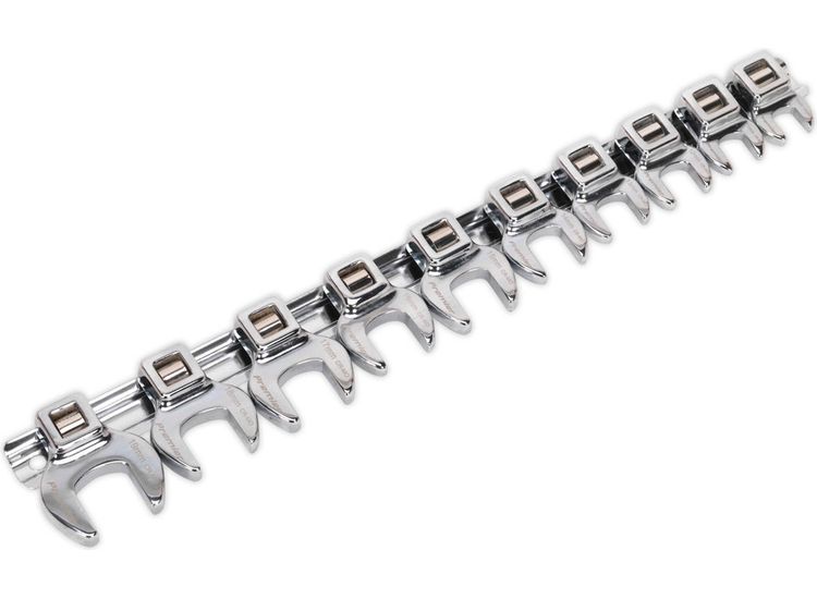 Sealey AK5989 Crow's Foot Open End Spanner Set 10pc 3/8"Sq Drive Metric