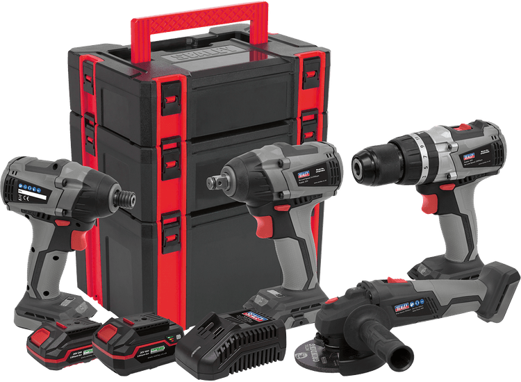 Sealey Brushless Tool Combo 4 x 20V - 2 Batteries CP20VCOMBOX1