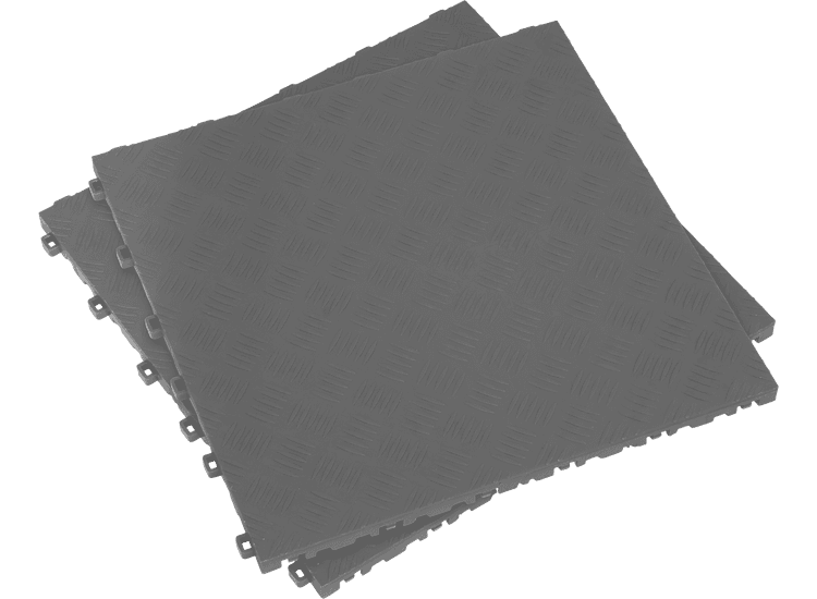 Sealey Polypropylene Floor Tile 400 x 400mm - Grey Treadplate - Pack of 9 FT3G