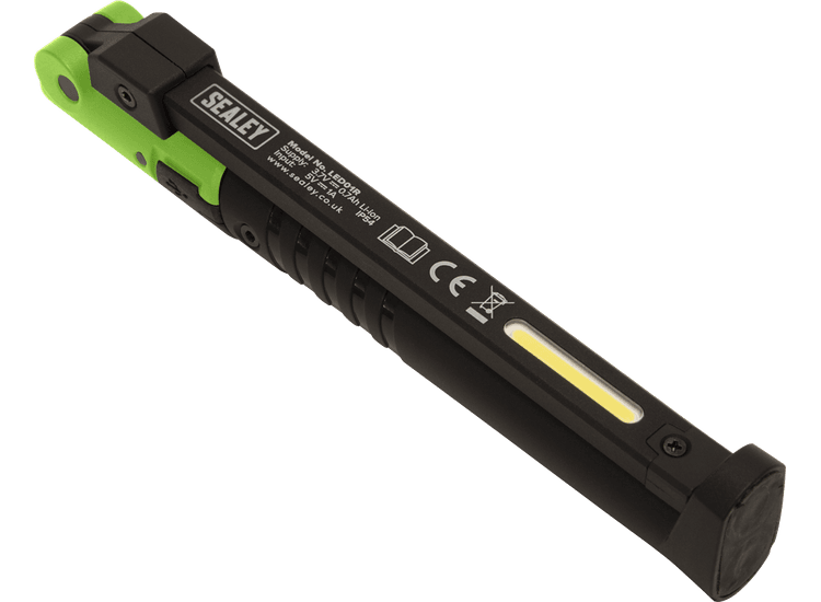 Sealey Rechargeable Slim Folding Pocket Light 2 COB + 1 SMD LED - Green LED01G