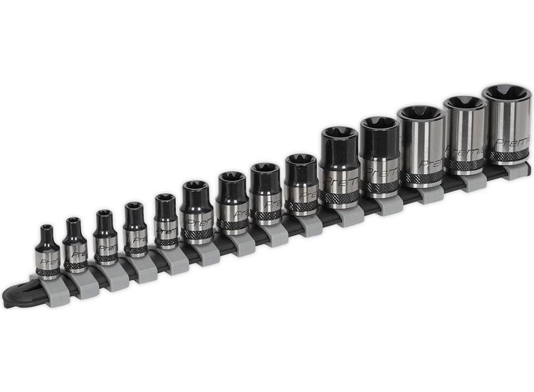 Sealey AK618B TRX-Star* Socket Set 14pc 1/4", 3/8" &amp; 1/2"Sq Drive E4-E24 Black Series