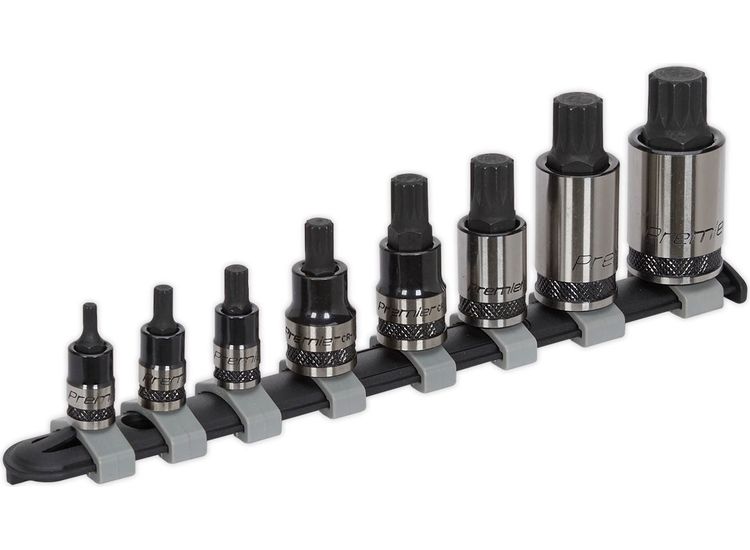 Sealey AK6214B Spline Socket Bit Set 8pc 1/4", 3/8" &amp; 1/2"Sq Drive Black Series