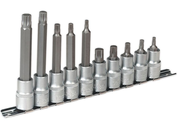 Sealey AK6215 Spline Socket Bit Set 10pc 1/2"Sq Drive