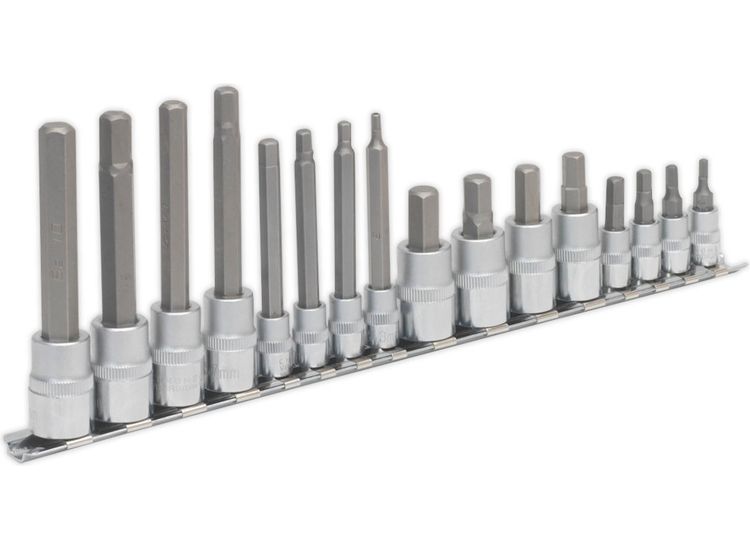 Sealey AK6219 Hex Socket Bit Set 16pc 1/4" &amp; 3/8"Sq Drive