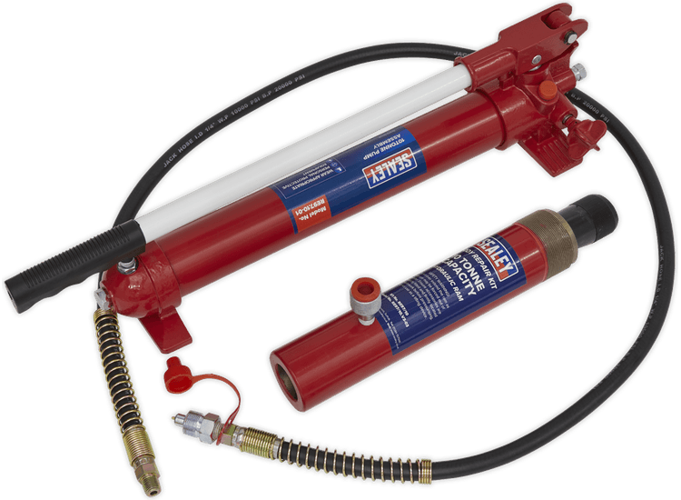 Sealey Push Ram with Pump &amp; Hose Assembly - 10tonne RE97.10-COMBO