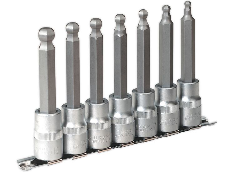 Sealey AK622 Hex Ball-End Socket Bit Set 7pc 100mm 1/2"Sq Drive Metric