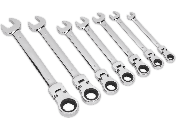 Sealey Flexi-Head Ratchet Combination Spanner Set 7pc Metric S01143