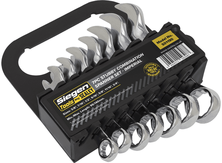 Sealey Combination Spanner Set 7pc Stubby Imperial S01190