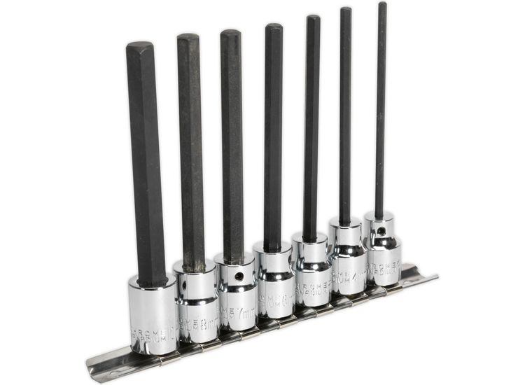 Sealey AK62254 Hex Socket Bit Set 7pc 3/8"Sq Drive 110mm Metric