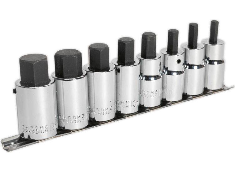 Sealey AK62258 Hex Socket Bit Set 8pc 1/2"Sq Drive Metric