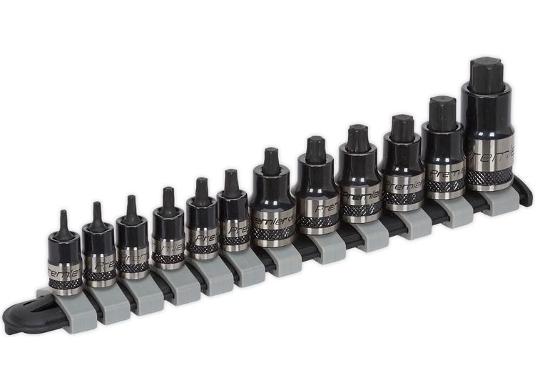 Sealey AK6228B TRX-Star* Socket Bit Set 12pc Stubby 1/4", 3/8" &amp; 1/2"Sq Drive Black Series