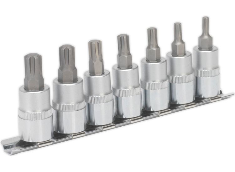 Sealey AK6232 Ribe Socket Bit Set 7pc 3/8"Sq Drive 50mm