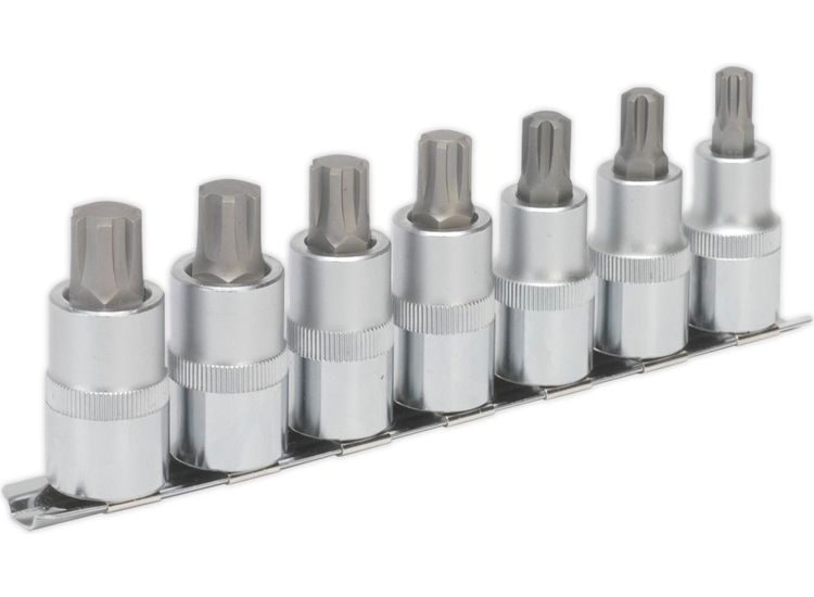 Sealey AK6234 Ribe Socket Bit Set 7pc 1/2"Sq Drive 55mm