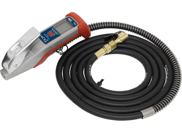 Sealey Digital Tyre Inflator 2.7m Hose with Clip-On Connector SA375
