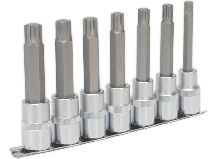 Sealey AK6235 Ribe Socket Bit Set 7pc 1/2"Sq Drive 100mm