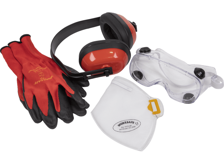 Sealey Flexi Grip Gloves, FFP2 Mask, Goggles &amp; Ear Defenders SEP4