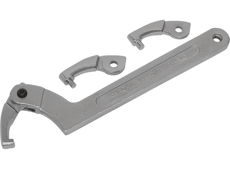 Sealey Adjustable Hook &amp; Pin Wrench Set 4pc 51-121mm SMC2L