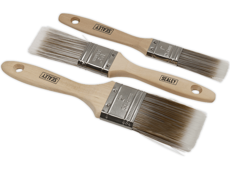 Sealey Wooden Handle Paint Brush Set 3pc SPBS3W