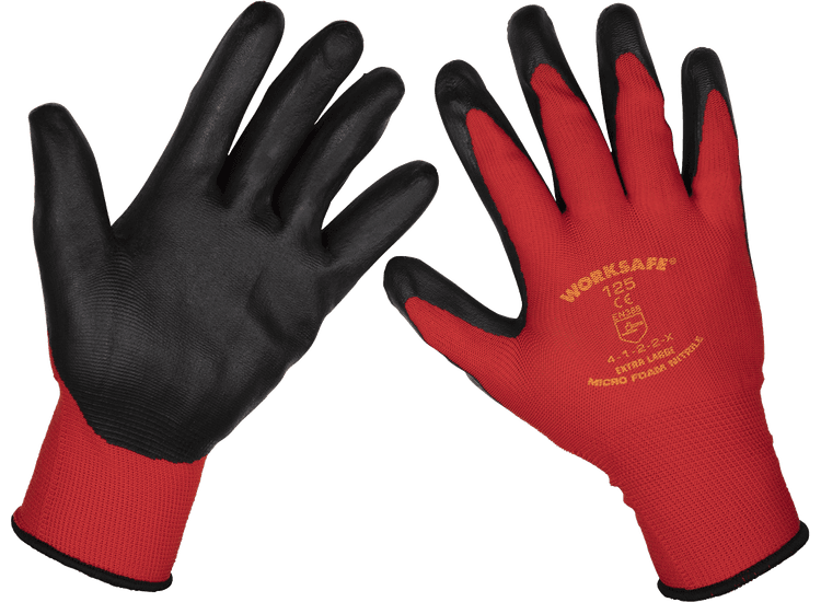 Sealey Flexi Grip Nitrile Palm Gloves (X-Large) - Pack of 6 Pairs TSP125XL/6