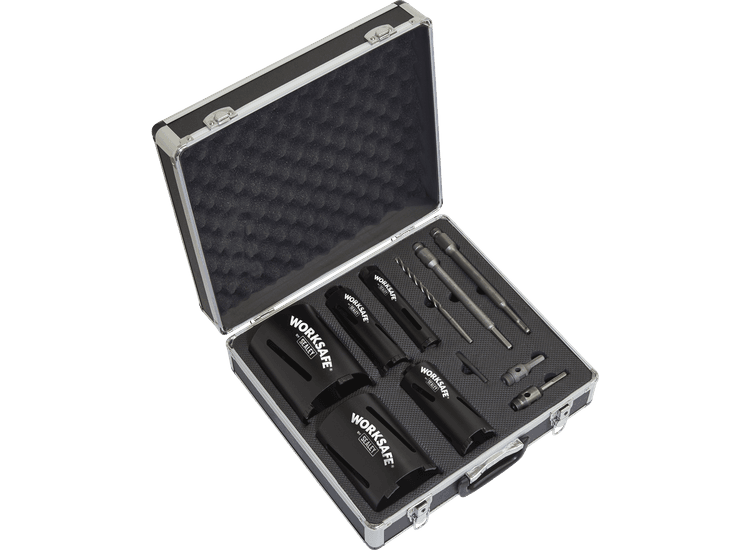 Sealey Diamond 5 Core Kit (38,52,65,117,127mm Cores with Adaptors) WDCKIT5