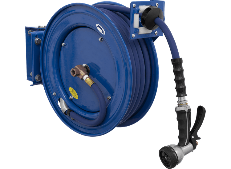 Sealey Heavy-Duty Retractable Water Hose Reel 15m &amp;Oslash;13mm ID Rubber Hose WHR1512