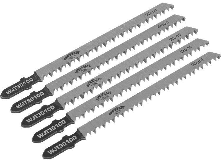 Sealey Jigsaw Blade Wood &amp; Plastics 90mm 8tpi - Pack of 5 WJT301CD