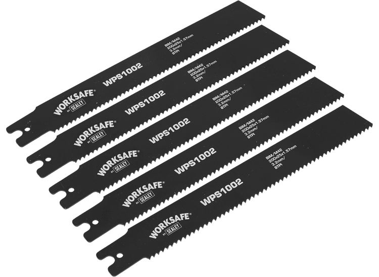 Sealey Pipe Saw Blade 200 x 25 x 1.7mm 8tpi - Pack of 5 WPS1002