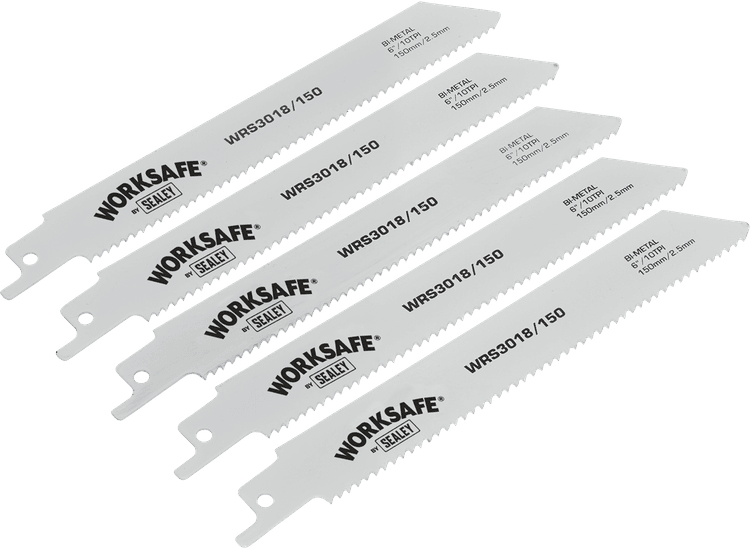 Sealey Reciprocating Saw Blade 150mm 10tpi - Pack of 5 WRS3018/150